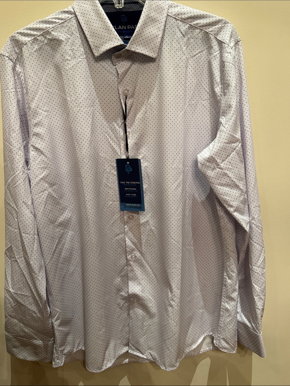 Perry Ellis Light White Dress Shirt with Microdot Pattern
